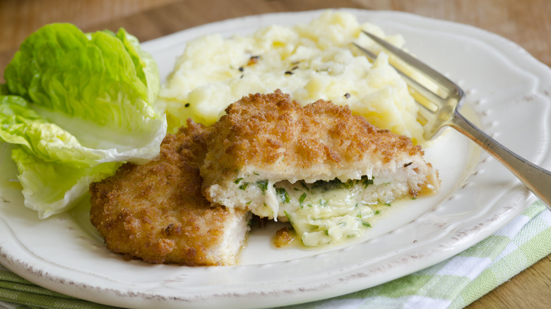 plated chicken kiev