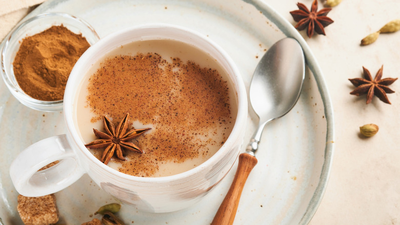 chai spice tea on a plate topped with chai spice